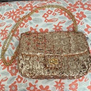Rose gold sequined purse